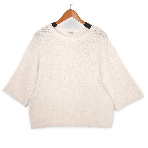 Versona Sheer Sweater Size X-Large Lacey Pullover Open Knit Layering Cream - Picture 6 of 16